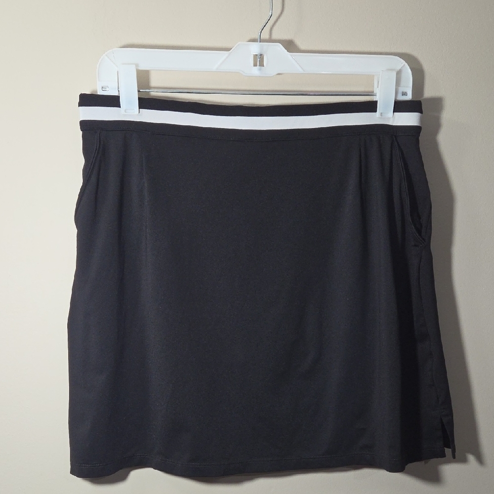Bugatchi Black Mini Skort with White Striped Waist. TENNIS SKIRT..OR PICKELBALL
